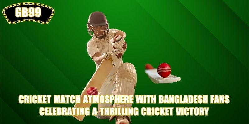 Cricket match atmosphere with Bangladesh fans celebrating a thrilling cricket victory