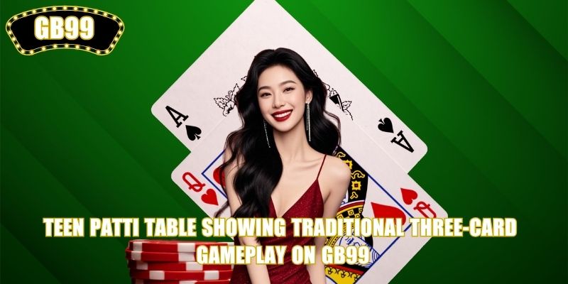 Teen Patti table showing traditional three-card gameplay on GB99